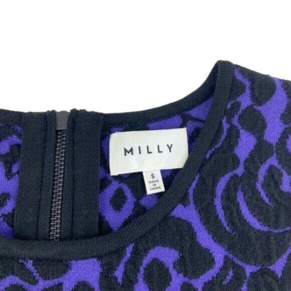 Milly Bodycon Sheath Dress in Purple and Black Brocade Jaquard - Picture 3 of 6